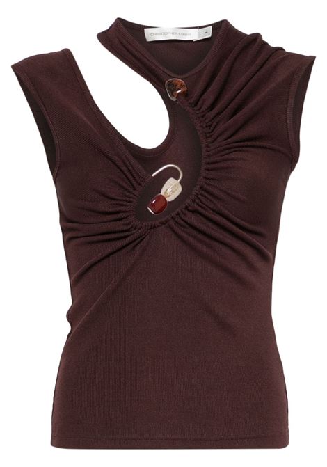 Brown Spiral Crystal t-shirt Christopher Esber - women